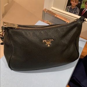 Used Prada shoulder bag black leather